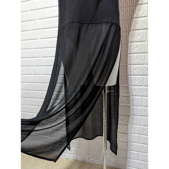 Cha Cha Vente Women's Black Sheer Bottom Sleeveless Knit Tunic Top Medium - Picture 2 of 5
